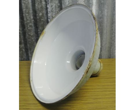 INDUSTRIAL/ LIGHTING - A large blue & white enamel factory lampshade, measuring 37cm