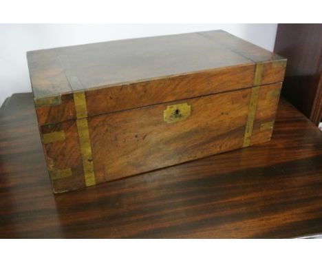 FURNITURE/ HOME - A stunning Mahogany & brass writing slope with black leather baize, requiring some light restoration. Measu
