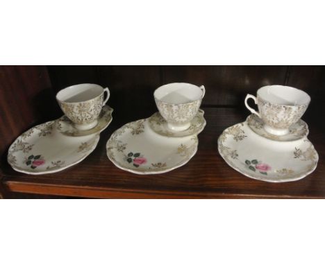 ANTIQUE/ TEACUPS - A collection of 3 Royal Vale teacups with 3 similar Royal Standard saucers.