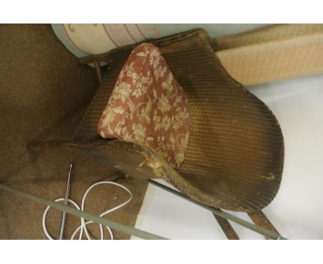FURNITURE/ HOME - A vintage Lloyd Loom chair, painted brown & gold, in need of some light restoration.
