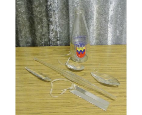 HOME/ GLASS - A collection of 5 crystal light catcher decorations of various shapes & sizes. Also included is a commemorative