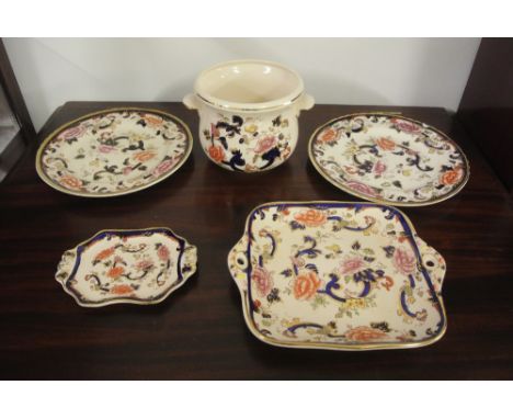 MASONS IRONSTONE - A collection of Masons Ironstone 'Mandalay' pieces to include a planter, dish, pin tray & 2 matching plate