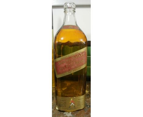 ADVERTISING/ GLASS - A large glass advertising bottle for Johnnie Walker Red Label Scotch Whisky with painted contents, measu