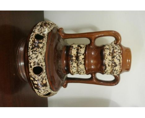 VINTAGE/ CERAMIC - a vintage fat lava style ceramic lamp base, with no visible makers mark. Measures 26cm tall.