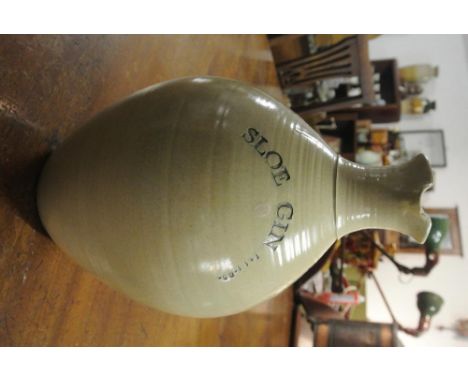 HOME/ CERAMIC - A fantastic large ceramic jug, with text reading 'Sloe Gin -1.11.85.' Measuring, 