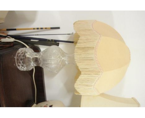 FURNITURE/ HOME - A good quality glass table lamp with pink shade.
