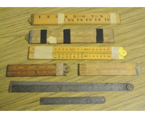 TOOLS - A beautiful selection of 7 vintage folding measures & rulers.