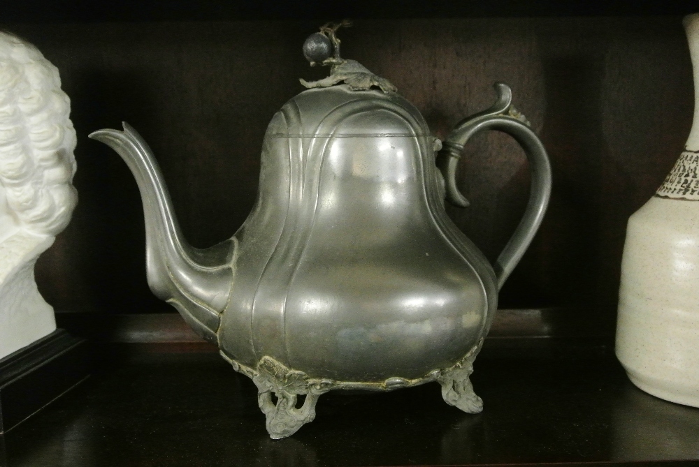 ANTIQUE/ PEWTER A large Sheffield Pewter teapot by Philip Ashberry
