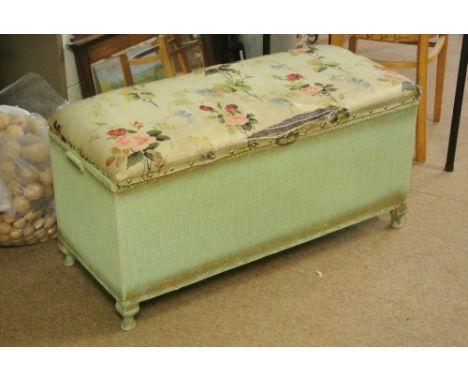 FURNITURE/ HOME - A vintage Lloyd Loom blanket box with cushioned seat top, in need of some light restoration.