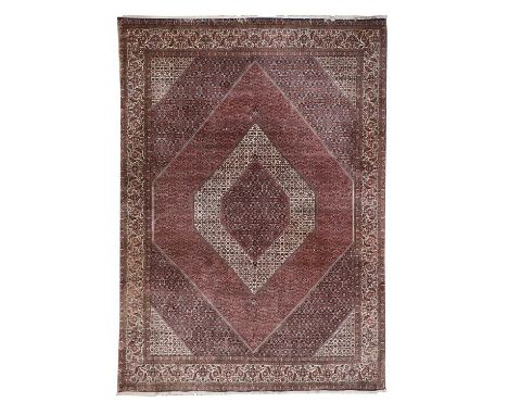 A Persian Hamadan carpet, 20th century, the field with repeating geometric floral and foliate motifs, within multiple foliate