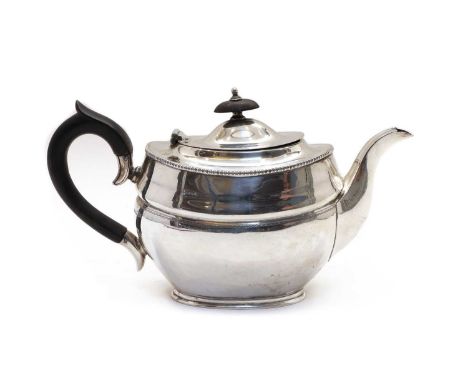 A 20th century silver teapot, with gadrooned decoration and acanthus leaf handle, by S.H &amp;Co, Sheffield 1932, 18oztCondit