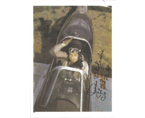 Donald James Matthew Blakeslee WW2 fighter ace signed 10 x 8 photo. From Ted Sergison collection. Royal Canadian Air Force fl