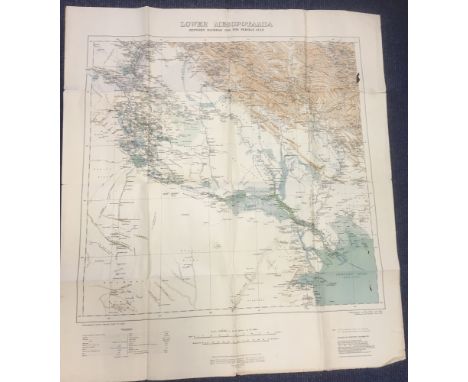 Rare 1911 Map and Mentioned in Dispatches Certificate from George Roy Hutton 1914 - 1919, Gallipoli Palestine and Mesopotamia