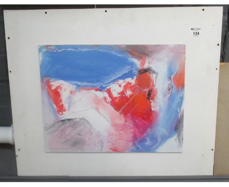 Neil Canning (contemporary British), stylised abstract portrait of a reclining figure, probably acrylic on board, signed and 