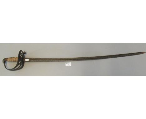British 19th century army officer's sword, possibly a militia regiment, in relic condition, overall 97cm long approx. Togethe