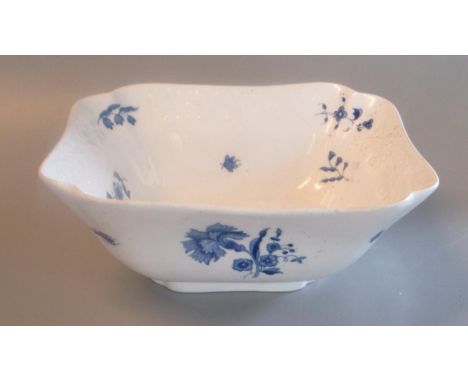 Early 19th century Spode blue and white 'Chantilly Sprig' bowl of square form. Blue printed marks to base and Audrey White Co