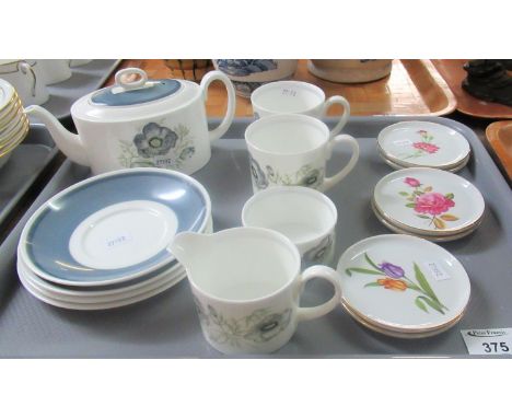 Wedgwood Susie Cooper design 'Glen Mist' tea for two set to include teapot, 2 cups and saucers, 2 tea plates, sugar basin and