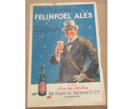 Vintage Felinfoel Ales poster 'Drink Felinfoel Ales, an easy first', a tip from the old firm The Felinfoel Brewery Co. Ltd. L