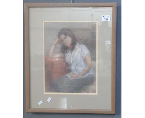 K Foster, portrait of a pensive young woman, signed, pastels. 34 x 24cm approx. Framed and glazed.(B.P. 21% + VAT) 