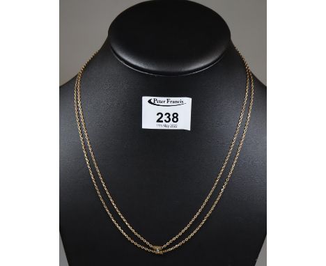A Victorian yellow metal chain with 9ct gold clasp.  Approx weight 13.1 grams. 