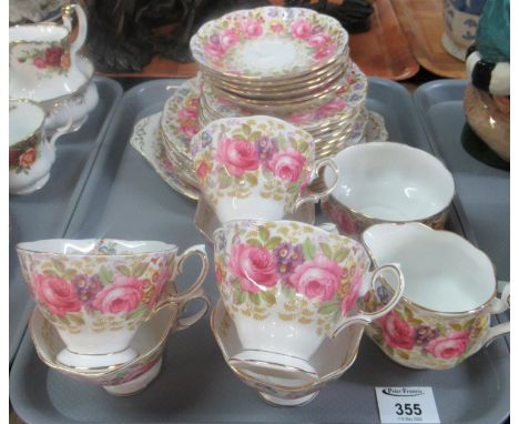 Tray of Royal Albert 'Serena' part tea ware to include: 6 cups and saucers, 6 tea plates, 6 side plates, sandwich plate, milk