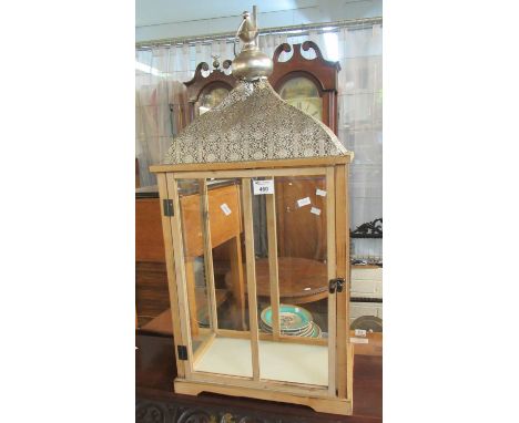 Modern Arabic design silvered pierced and wooden hanging lantern/tea light holder.(B.P. 21% + VAT) 
