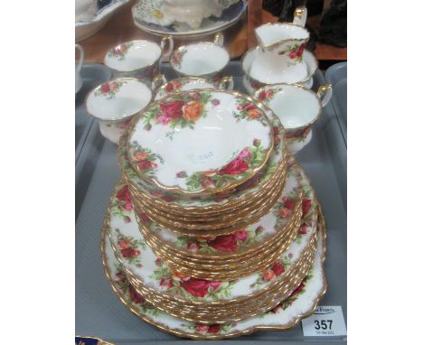 Tray of Royal Albert 'Old Country Roses' part tea ware to include: 7 saucers and 6 cups, 7 tea plates, 6 side plates, sandwic