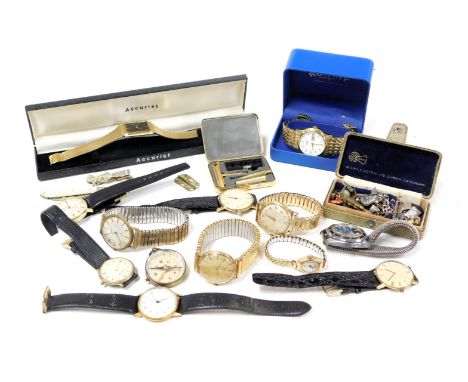 Gentleman's dress wristwatches, including Rotary, Avia and Sekonda, together with cuff links, tie slide, together with a comp