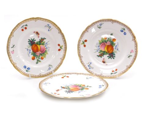 Three Royal Worcester porcelain Gloucester Fruit pattern salad plates, printed marks, together with a pair of Royal Worcester