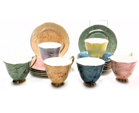 A Royal Albert porcelain Gossamer pattern part tea service, printed marks, comprising six tea cups, saucers and plates.