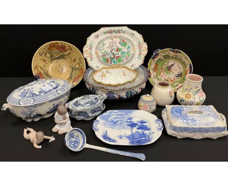 Ceramics - Poole pottery vases, Copeland Spode stoneware bowl, transfer print floral design, 31cm diameter;  Royal Copenhagen