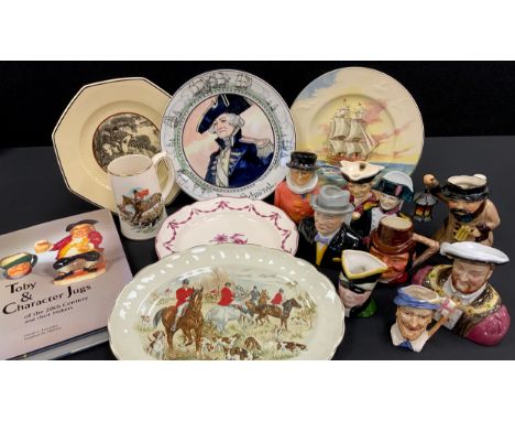 Toby jugs including; Wood and sons, King Henry VIII, Napoleon Bonaparte, Beefeater; Royal Doulton The Admiral plate, H.M.S Vi