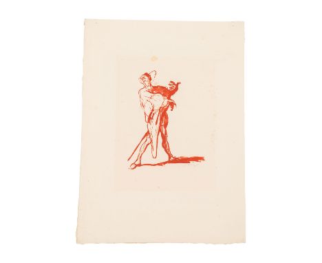   SLEVOGT, MAX (1868-1932), "Faust",  Lithographie in Rot/Bütten (u.li. Wasserzeichen), u.li. mit Bleistift von Hand signiert