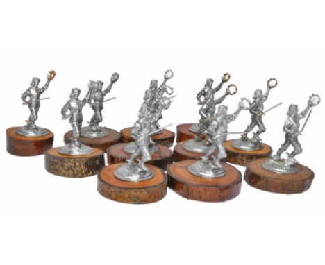 A collection of larger scale, approx 3 inch, white metal figures depicting Richard III (identical to the Leicester Statue) mo