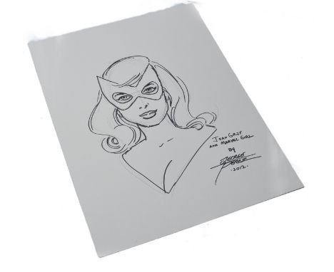 Original Comic Artwork comprising Personalized Signed Inked and Penciled Sketch of Jean Grey from George Perez (Renowned arti