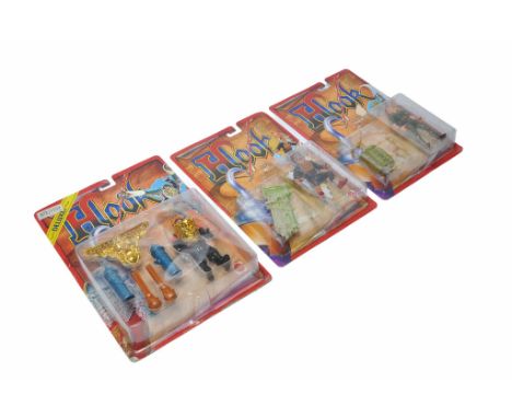 Mattel group of Three Carded Hook figures, factory sealed with little sign of card wear. 