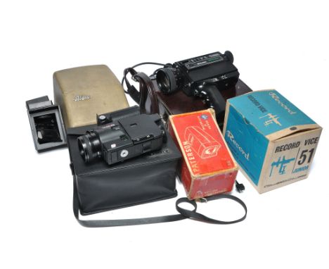 A further group of vintage audio-visual equipment including projector plus duo of cine-cameras and other items as shown. Unte