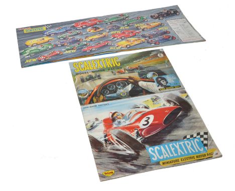 A trio of vintage Scalextric catalogues bottom two complete, top of image incomplete. 