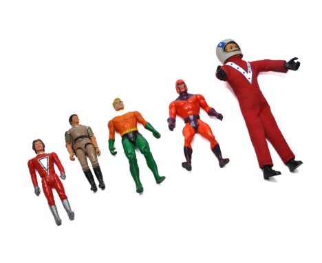 A small group of loose vintage action figures. 