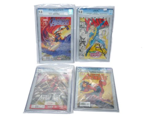 Graded Comic Books comprising of four issues to include; 1)Uncanny Avengers #14 - Marvel Comics 1/14 - Rick Remender story. S