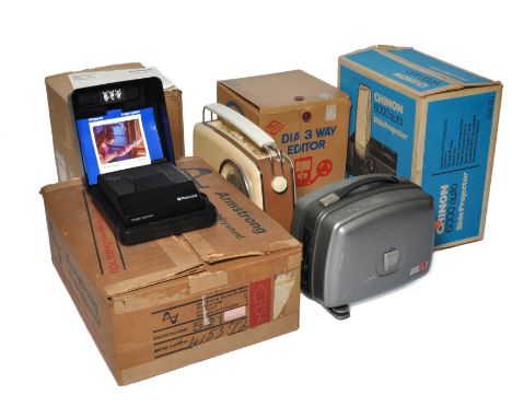 A group of vintage audio - visual equipment including projectors, camera and other items as shown. Untested. 