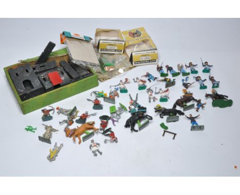 An assortment of mostly Britains and Timpo figures including Swoppet series American Civil War issues and others as shown. Pl