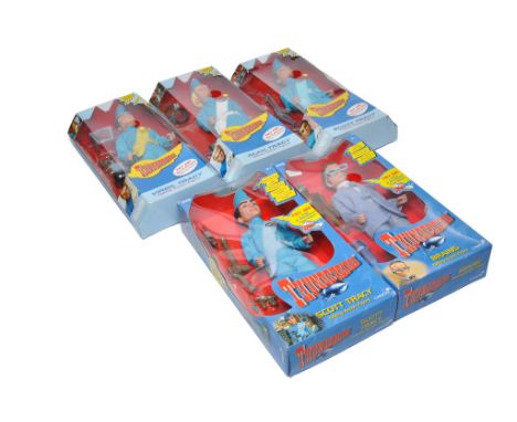 A group of Thunderbirds (Gerry Anderson) 12" Action Figure Dolls by Vivid Imaginations / Carlton. Unopened. Some boxes with l