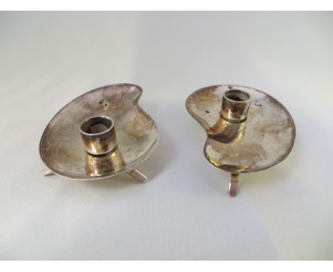 A pair of Danish silver (tested), candlestick holders. Gross weight: 48.5g