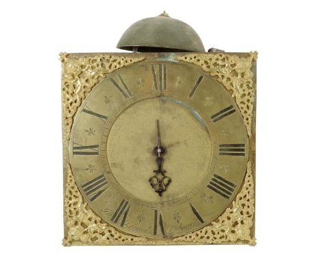 An interesting 30 hour longcase clock movement, the 10 inch brass dial signed on the chapter ring Jno. Reynolds, Hagbourn, ma