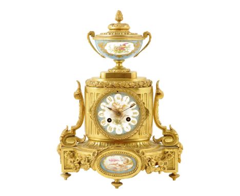 A French porcelain mounted ormolu mantel clock, two-train movement and pendulum bearing the stamp A.B. (Achille Brocot) no. 4