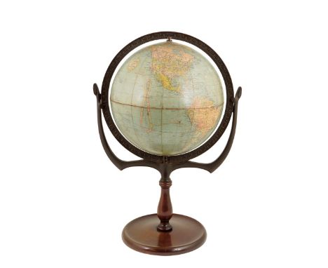 An American 12 inch terrestrial globe, signed on the printed paper gores Standard Globe Made by Replogle Globes, Chicago, Ill