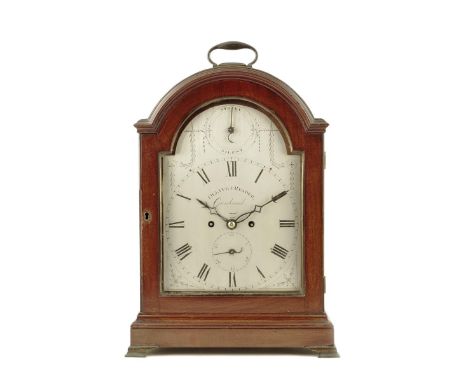 A George III mahogany striking bracket clock, the 8 inch silvered dial signed Ollive & Reader, Crankbrook, the centre with su