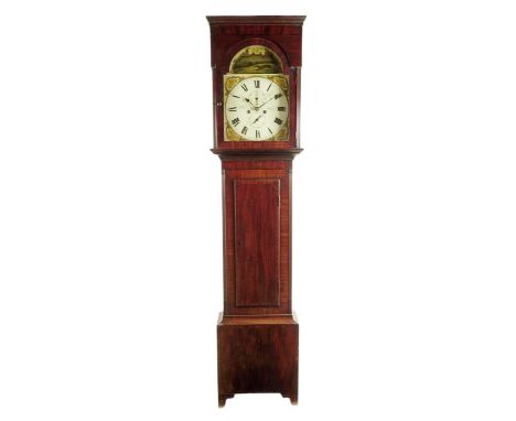 An 8 day mahogany Scottish longcase clock, the 13 inch painted dial signed J.Douglas, Dunbarton, subsidiary seconds and calen