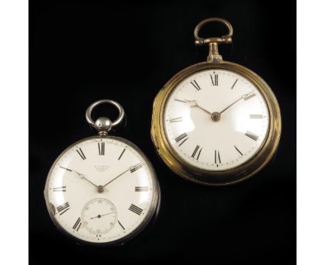 A gilt metal pair cased verge watch, signed Wm Tarleton & Son, Liverpool, no. 12211, white enamel dial, both cases plain, lat